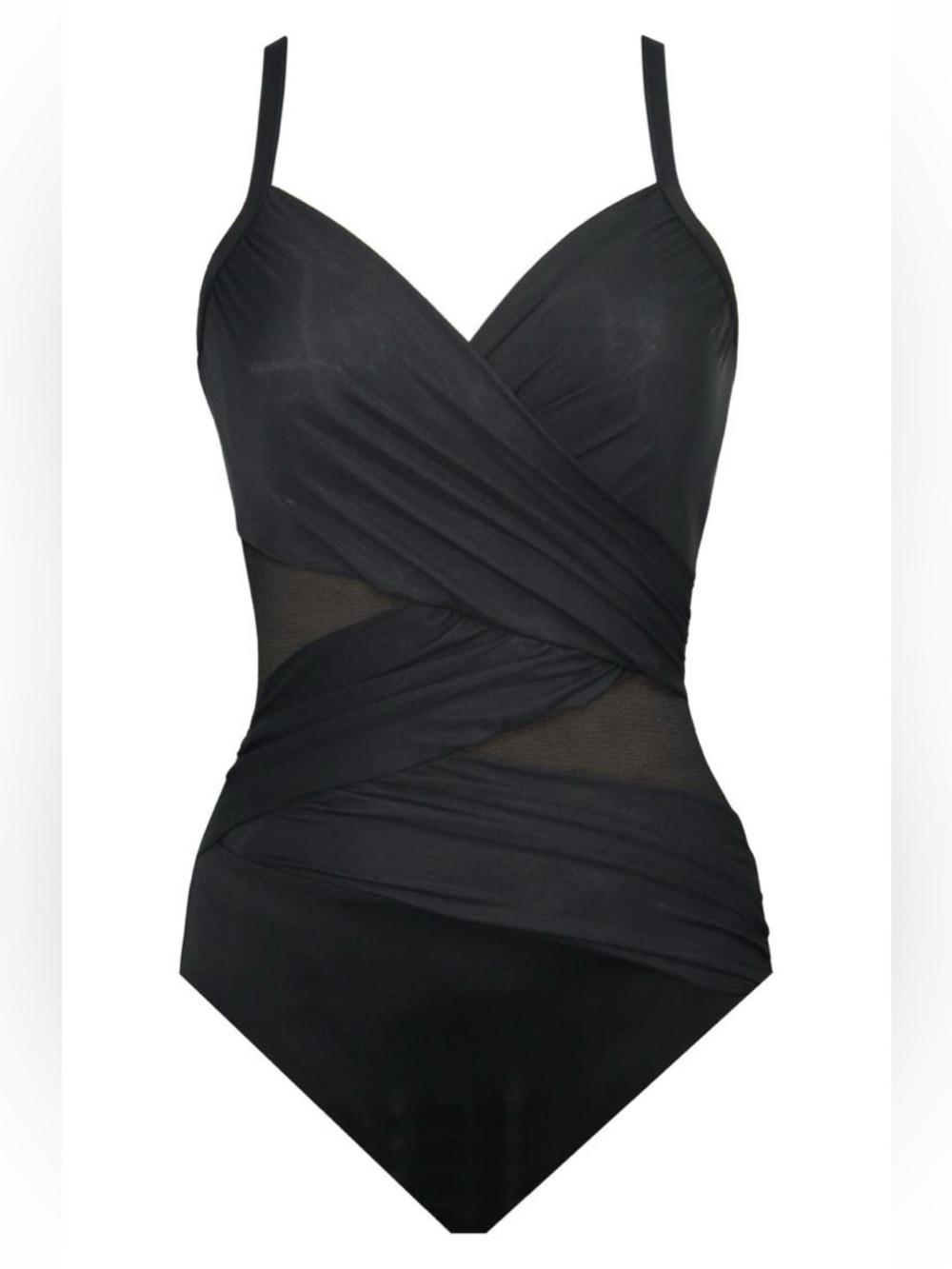 NEW MIRACLESUIT Network Mystique Underwire One-Piece Swimsuit in Black Sz: 10